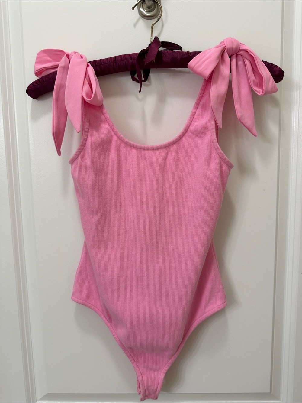 Sleeveless Pink Tie-Shoulder Bodysuit
